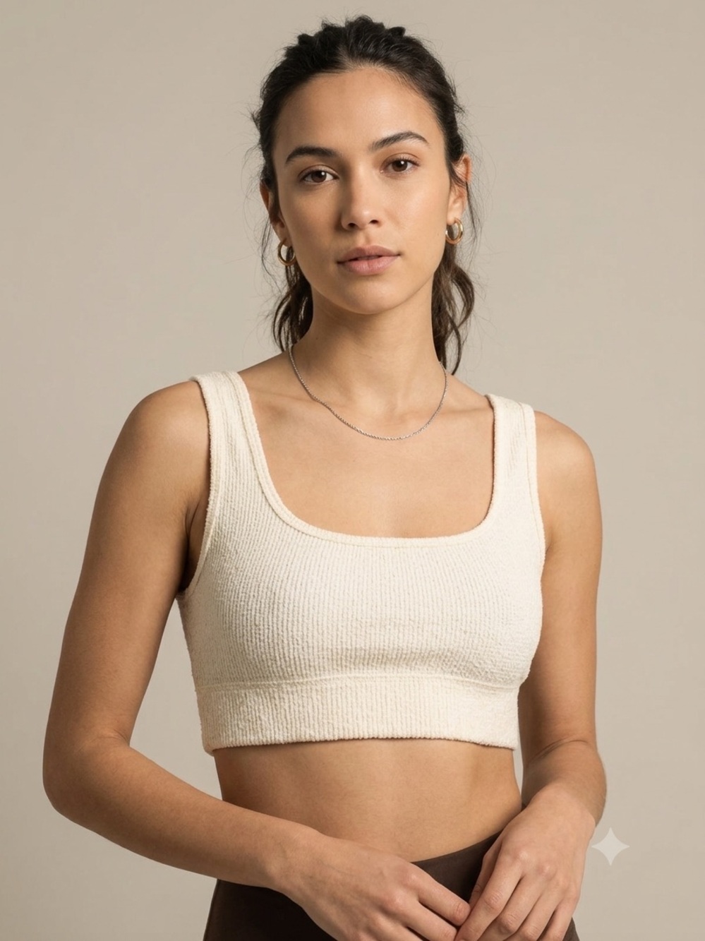 Skims Sz M Off White Waffle Casual Lounge Bralette